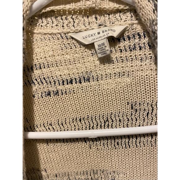 Lucky Brand Open Front Knit Long Cardigan Sweater Medium Heavyweight Cotton Wool - Picture 6 of 8